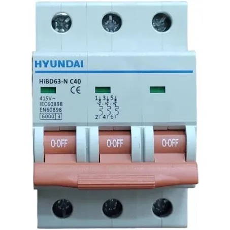 Hyundai HİBD63N3P/40AC Otomatik Sigorta C Tipi 3 Faz 40A. 6kA