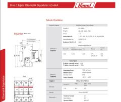 HİMEL 1 KUTUP 20 AMPER C TİPİ OTOMATİK SİGORTA
