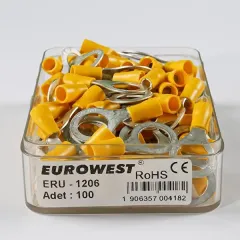 4-6mm M12 İzozeli Kablo Papucu Sarı - Yüksek Kaliteli ve Güvenli | Eurowest 100 Adet
